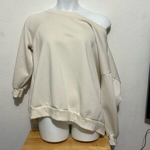 Share MUSERA Womens Off the Shoulder Sweatshirt XL Ivory Pullover 100% Polyester